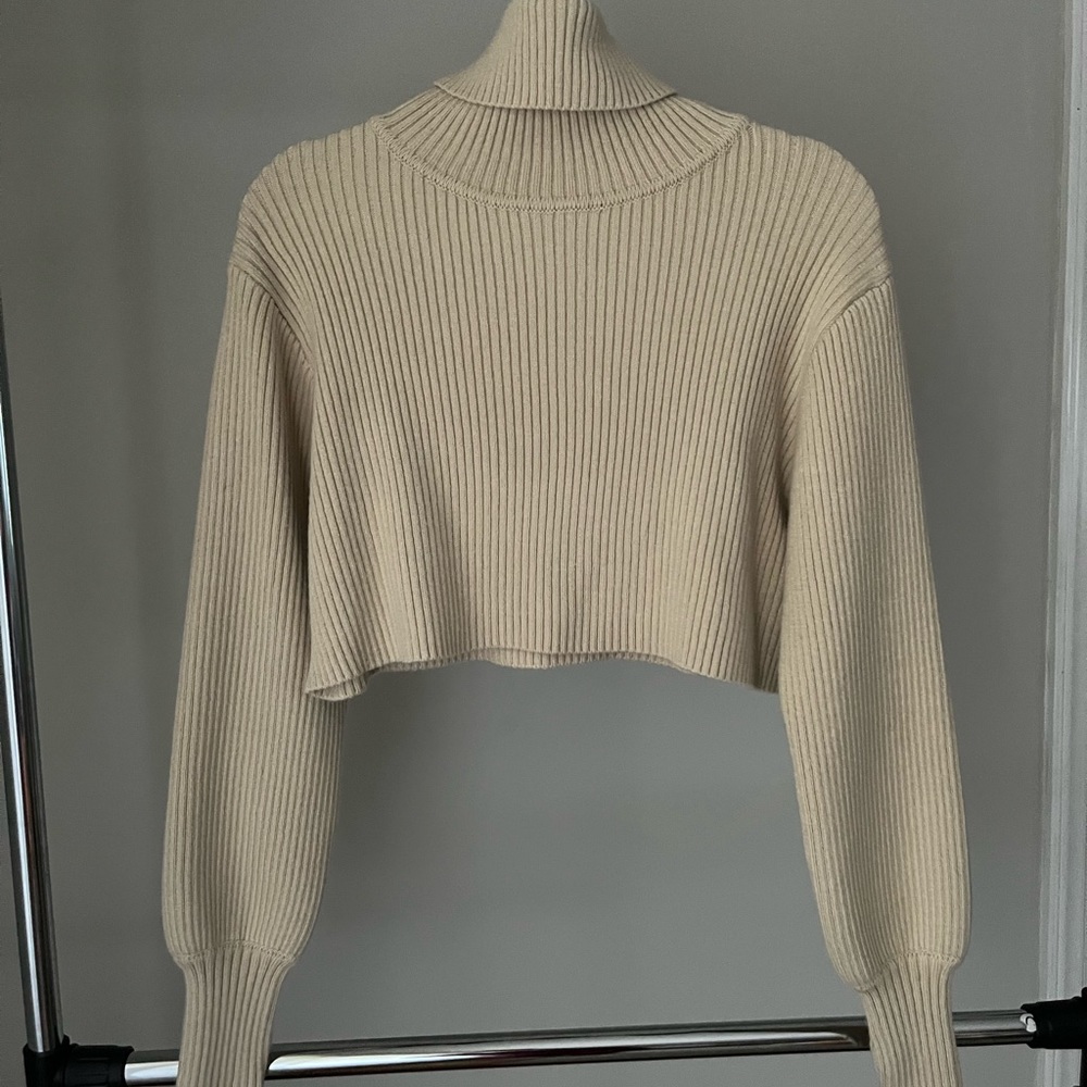 Tan crossed sweater size small turtleneck